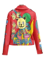 Women Print Leather Jacket