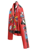 Women Print Leather Jacket