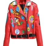 Women Print Leather Jacket