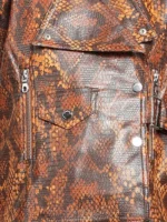 Women Printed Biker Leather Jacket