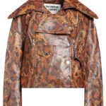 Women Printed Biker Leather Jacket