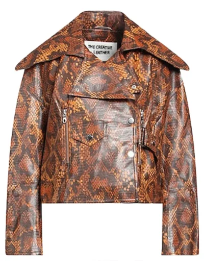 Women Printed Biker Leather Jacket