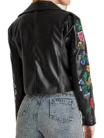 Women Printed Leather Jacket (1)