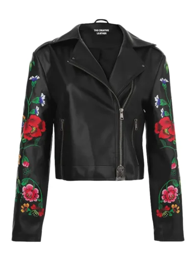 Women Printed Leather Jacket