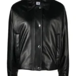 Women's Two Pocket Black Leather Jacket