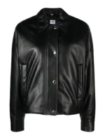 Women's Two Pocket Black Leather Jacket