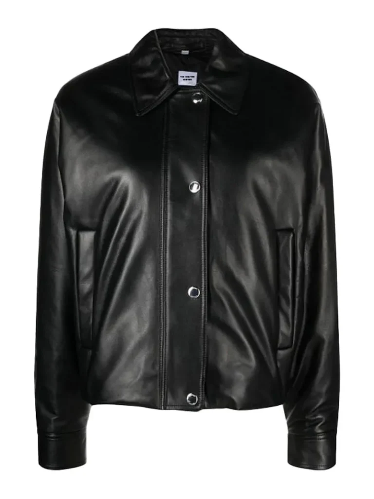 Women's Two Pocket Black Leather Jacket