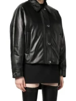 Women's Two Pocket Black Leather Jacket