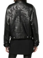 Women's Two Pocket Black Leather Jacket