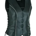 Women's Black Leather Motorcycle Vest (1) - the creative leather