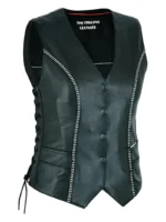 Women's Black Leather Motorcycle Vest (1) - the creative leather