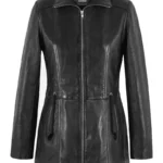 Women’s Black Mid-Length Slim Fit Leather Biker Jacket – Genuine Sheepskin Style