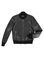 Black Leather Bomber Jacket