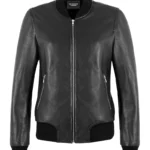 Black Leather Bomber Jacket