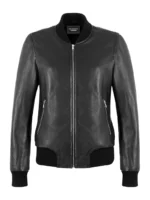 Black Leather Bomber Jacket