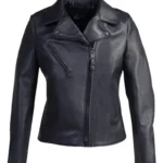 Women's Black Leather Biker Jacket