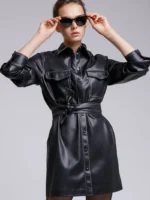 Women Leather Trench Coat