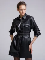Women's Dress Leather Signature Coat