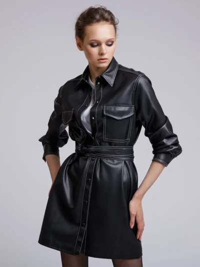 Women's Dress Leather Signature Coat