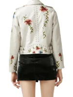 Women's Embroidered Studded Leather Moto Jacket