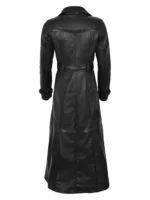 Black Nappa Leather Trench Coat back side