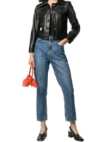 Black Leather Casual Jacket for Women