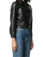 Black Leather Casual Jacket for Women