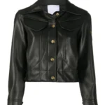 Black Leather Casual Jacket for Women