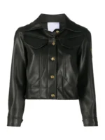 Black Leather Casual Jacket for Women