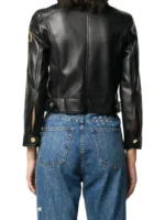 Black Leather Casual Jacket for Women back side
