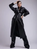 Women's Long Leather Signature Coat
