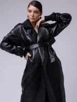 Women's Long Leather Signature Coat
