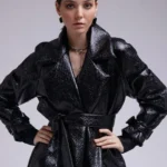 Women's Long Leather Signature Coat