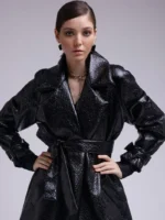 Women's Long Leather Signature Coat