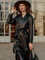 Women’s Long Leather Signature Trench Coat