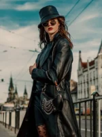 Women’s Long Leather Signature Trench Coat