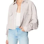 Womens Luxury Clothing Suede Fringe Jacket