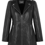 Women’s Slim Fit Mid-Length Black Leather Biker Jacket – women leather jackets