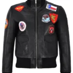 Women's TOP GUN Fighter Bomber Air Force Pilot Leather Jacket inspired