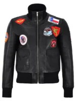 Women's TOP GUN Fighter Bomber Air Force Pilot Leather Jacket inspired