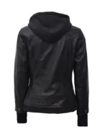 Womens Tall Black Bomber Leather Jacket (4)