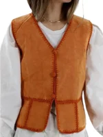 Womens Vintage Suede Vest - Suede Leather Vest