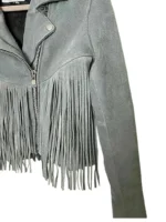 Women’s Western American Real Suede Leather Motobiker Style Fringe Jacket (4)