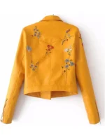 Yellow Embroidery Biker Jacket