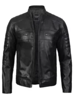 mens classic black leather jacket - creativeleather