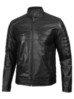 mens classic black leather jacket (2)