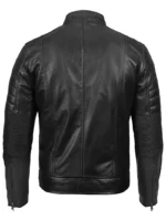mens classic black leather jacket back side