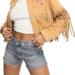 western suedette fringe embroidered jacket