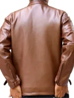 plain brown leather jacket back side