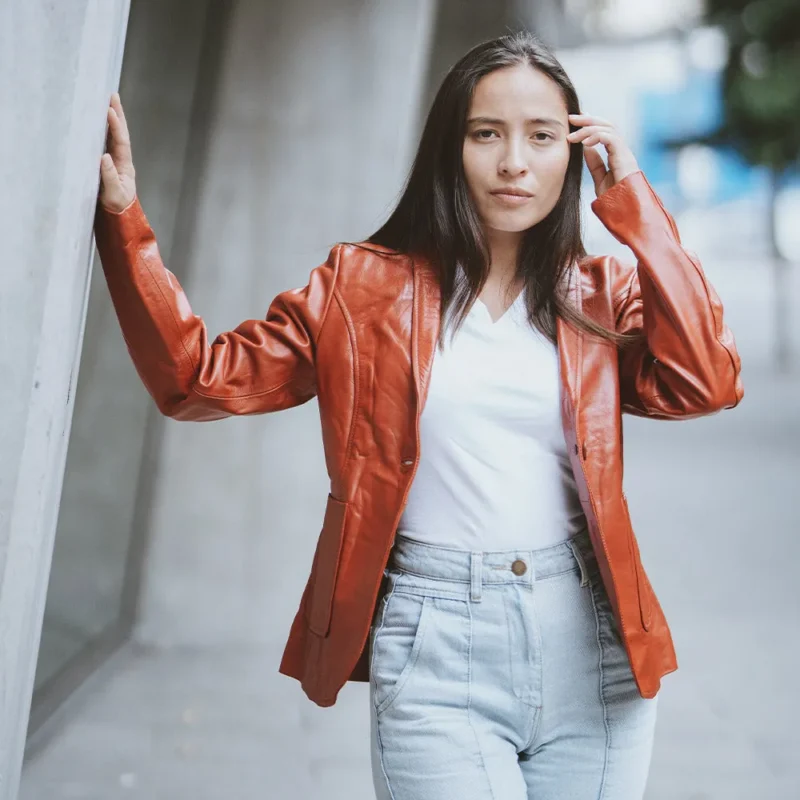 Women's Blazer Leather Jacket